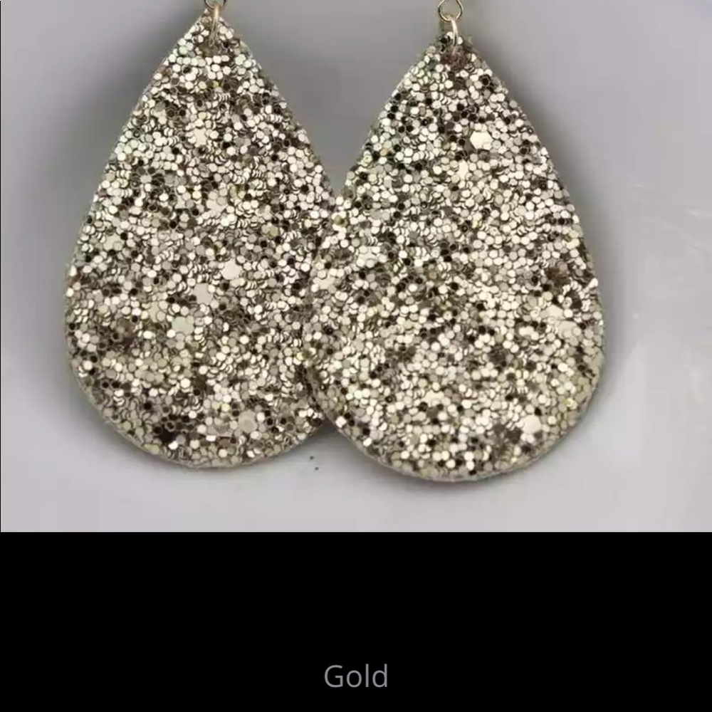 Glitter Leather Teardrop Dangle
